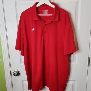 Under Armour Men's Red Polo Shirt HeatGear Size 3XL Loose Fit